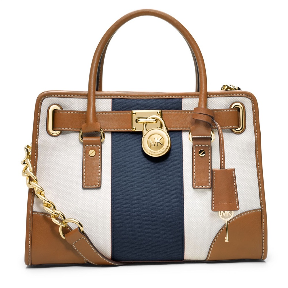 Michael Kors Hamilton Striped Canvas Satchel